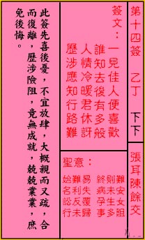 关公灵签解签 第十四签 乙丁 下下