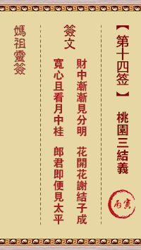 天后灵签14 妈祖灵签14解签:丙寅属火利夏 宜其南方