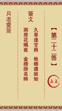 月老灵签第22签 上上大吉