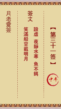 月老灵签第31签 中平