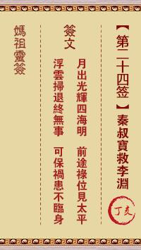 天后灵签24 妈祖灵签24解签:丁亥属土利年 四方皆宜